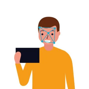 An image of geometric digital technology that scans a person's face. Vector i Stock Illustration