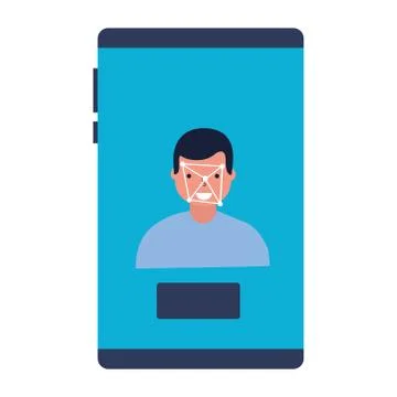 An image of geometric digital technology that scans a person's face. Vector i Stock Illustration