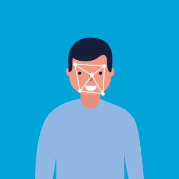 An image of geometric digital technology that scans a person's face. Vector i Stock-Illustration