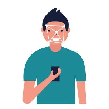An image of geometric digital technology that scans a person's face. Vector i Stock Illustration
