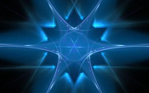 Image of a geometric figure of blue in the shape of a snowflake with a circle Stock Illustration