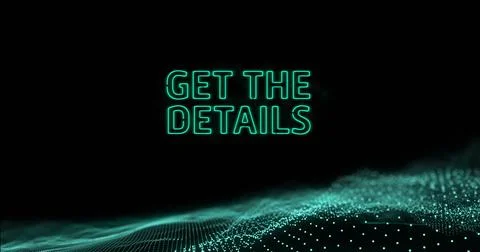 Image of get the details text and data processing over green mesh Stock Photos