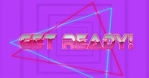 Image of get ready coin text over neon pattern Stock Photos