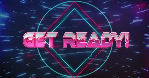 Image of get ready text over neon pattern background Illustrazione stock