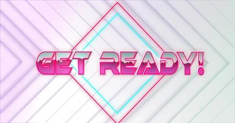 Image of get ready text over white shapes moving Stock Photos