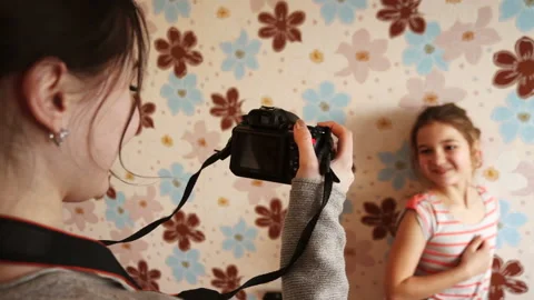 Image of the girl in the camera Stock Footage 90052238