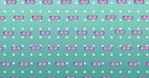 Image of glasses over mint dotted background Stock Illustration