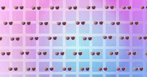 Image of glasses over pink checked background Stock Illustration