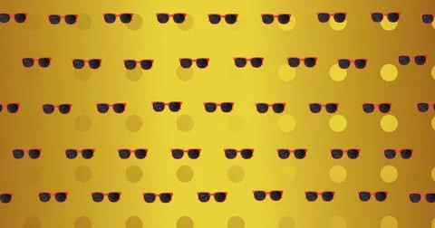 Image of glasses over yellow dotted background Stock Illustration