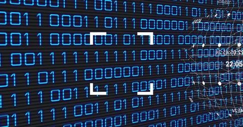 Image of globe and binary code on black background イラスト素材