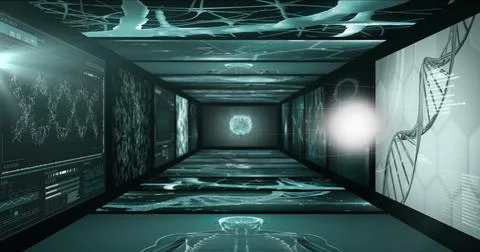 Image of globe and data processing on black background Stock Illustration