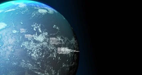 Image of globe and data processing on black background 스톡 일러스트