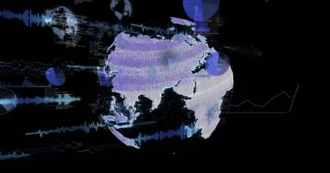 Image of globe and data processing Stock Illustration