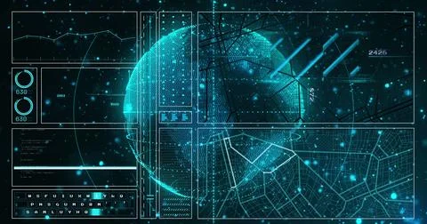 Image of globe and data processing Stock Photos