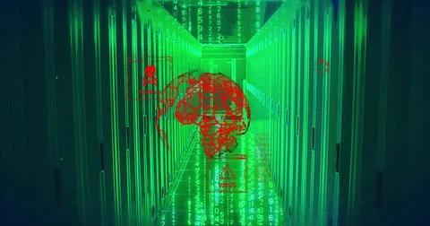Image of globe and data processing over computer servers Stock Photos