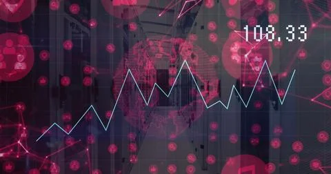 Image of globe and digital data processing over computer servers 写真素材