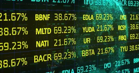 Image of globe and financial data processing Stock Photos
