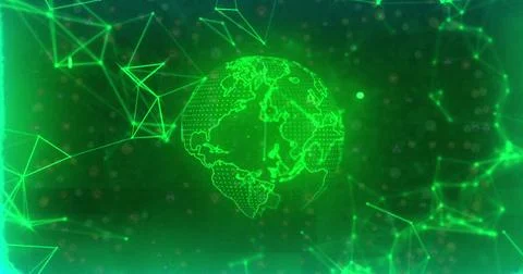 Image of globe and network of connections on black background Stock Illustration