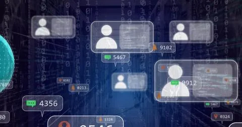 Image of globe, binary coding and data processing over computer servers Foto stock