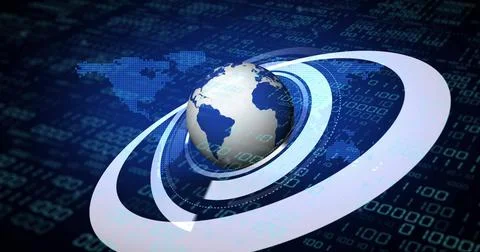 Image of globe with binary coding and data processing over dark background Stock Photos