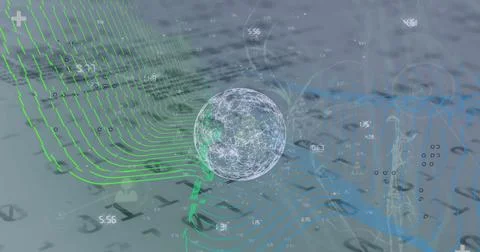 Image of globe, binary coding with networks of connections 스톡 사진