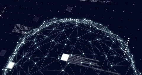 Image of globe with connections and data processing over black background Stock Photos