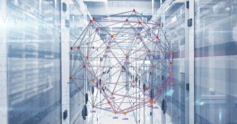 Image of globe with connections and data processing over computer servers Stock Photos
