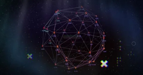 Image of globe with data processing and connections Illustrazione stock