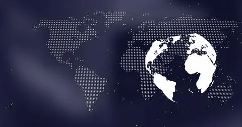 Image of globe with data processing over dark background Stock Photos