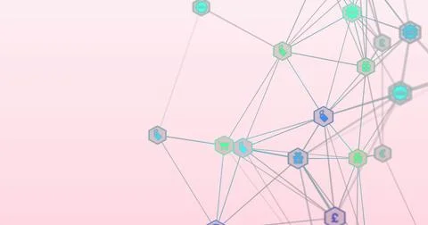 Image of globe of network of connections with digital icons Illustrazione stock