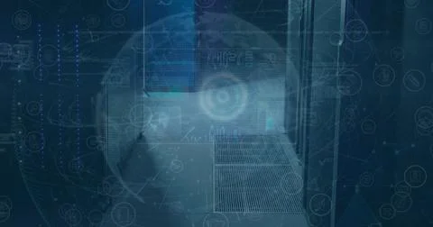 Image of globe, online security padlock and data processing over computer Illustrazione stock