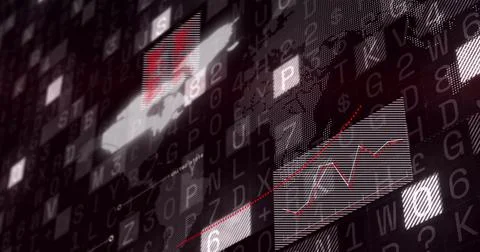 Image of globe over data processing on dark background Stock Illustration