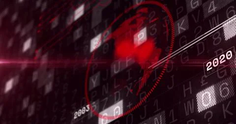 Image of globe over data processing on dark background Illustrazione stock