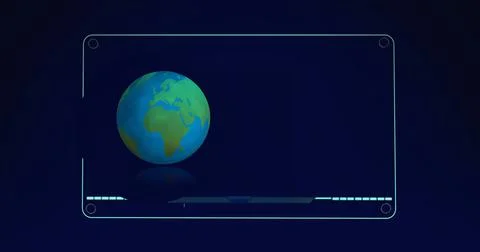 Image of globe over data processing on black background Illustrazione stock