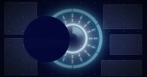 Image of globe over data processing with scope scanning on black background Illustrazione stock