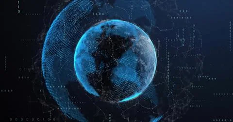 Image of globe over data processing on black background 스톡 일러스트