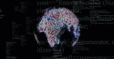 Image of globe over data processing on black background Illustrazione stock