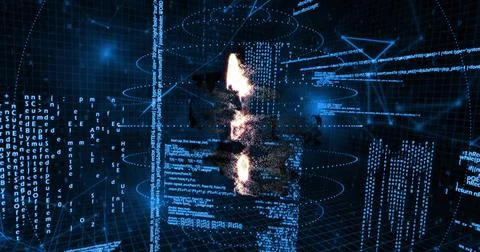 Image of globe over data processing on black background Illustrazione stock