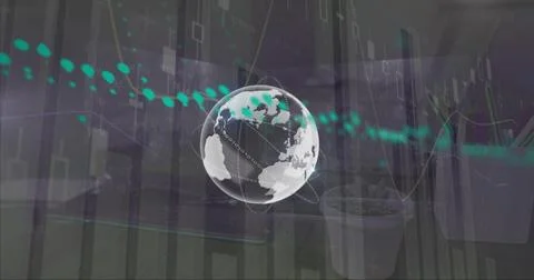 Image of globe over data processing Illustrazione stock