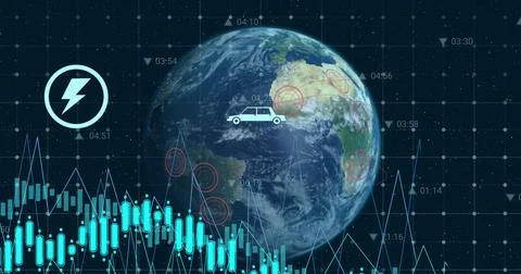 Image of globe over data processing Stock Photos
