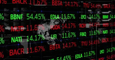 Image of globe over data processing 库存照片