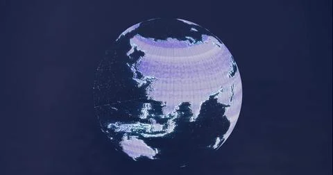 Image of globe over data processing 库存照片