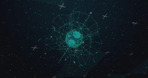 Image of globe over spots moving on black background Stock Illustration