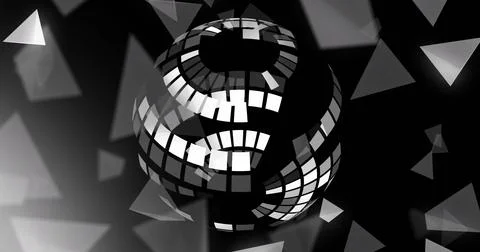 Image of globe over white shapes on black background Stock Photos