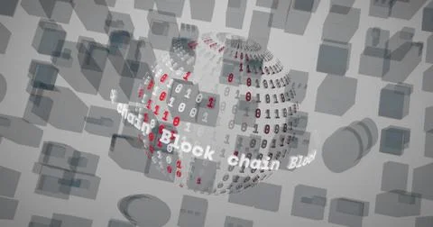 An image of a globe rotating on a transparent background with data processing Foto stock