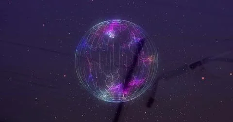 Image of globe of shapes over white spots Stockillustratie
