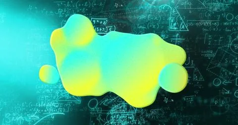 Image of glowing blob over mathematical data processing Stock Illustration