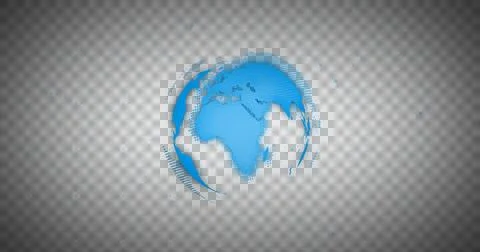 Image of glowing blue computer circuit board elements over globe on grid Stock-Illustration