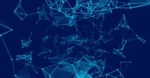Image of glowing blue network of connections on blue background Stock Illustration