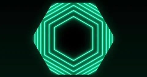 Image of glowing formation of green hexagons flashing on seamless loop Stock Illustration